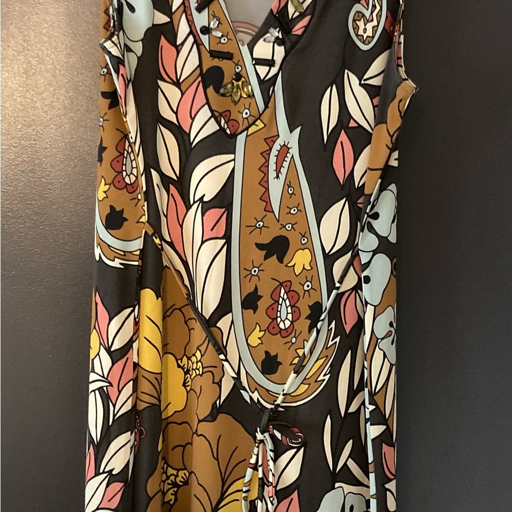 Vivienne Tam Sleeveless Mod Paisley Botanical Print Dress (Size Large)